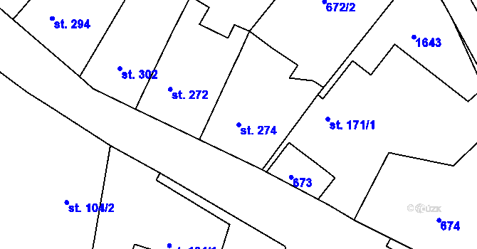 Parcela st. 274 v KÚ Plotiště nad Labem, Katastrální mapa
