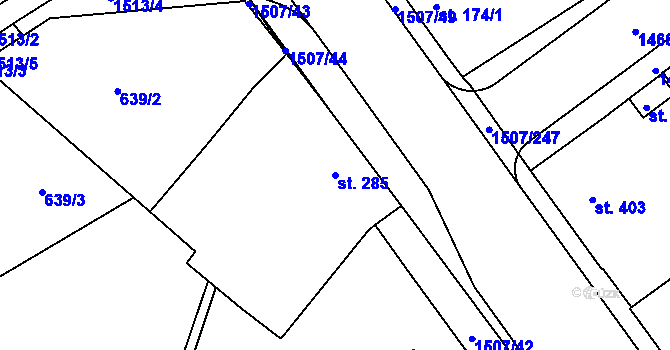 Parcela st. 285 v KÚ Plotiště nad Labem, Katastrální mapa