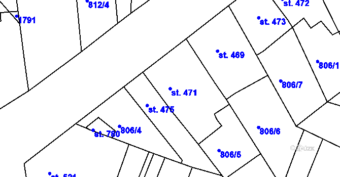 Parcela st. 471 v KÚ Plotiště nad Labem, Katastrální mapa