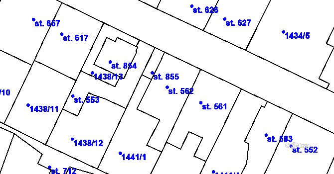 Parcela st. 562 v KÚ Plotiště nad Labem, Katastrální mapa