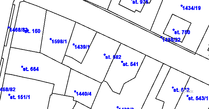 Parcela st. 582 v KÚ Plotiště nad Labem, Katastrální mapa