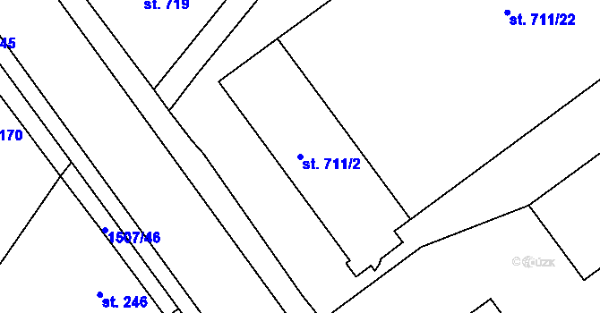 Parcela st. 711/2 v KÚ Plotiště nad Labem, Katastrální mapa
