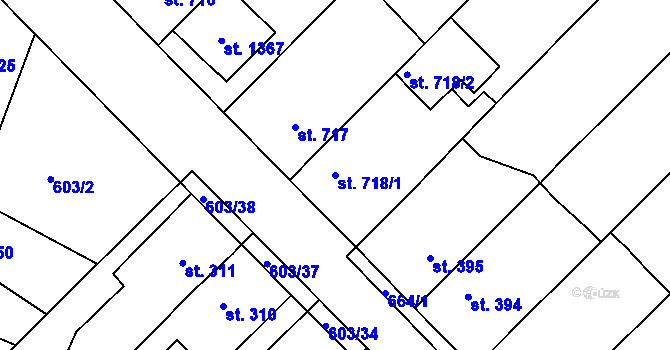 Parcela st. 718/1 v KÚ Plotiště nad Labem, Katastrální mapa