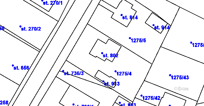 Parcela st. 802 v KÚ Plotiště nad Labem, Katastrální mapa