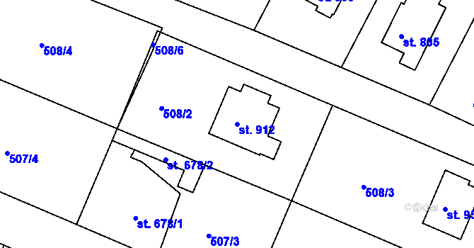 Parcela st. 912 v KÚ Plotiště nad Labem, Katastrální mapa