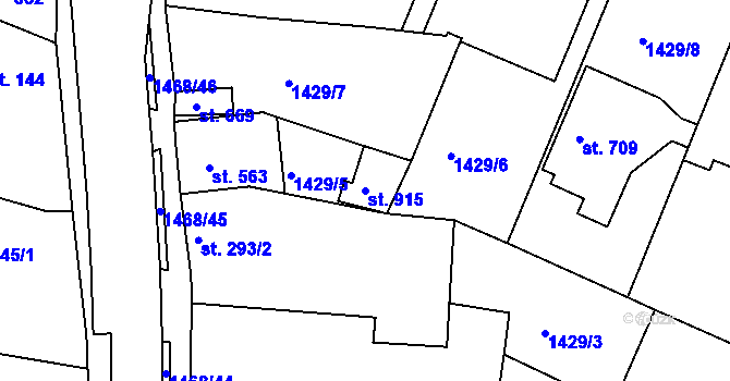 Parcela st. 915 v KÚ Plotiště nad Labem, Katastrální mapa