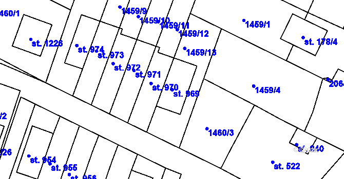 Parcela st. 969 v KÚ Plotiště nad Labem, Katastrální mapa