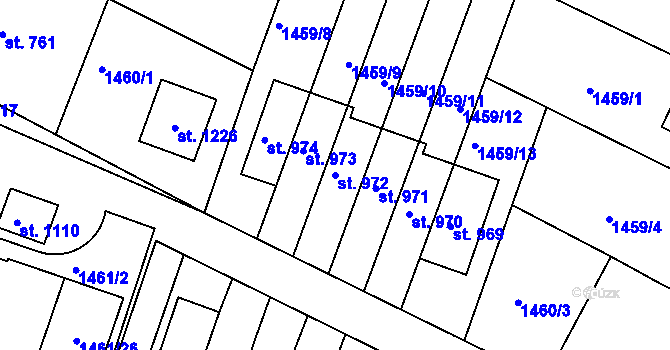 Parcela st. 972 v KÚ Plotiště nad Labem, Katastrální mapa