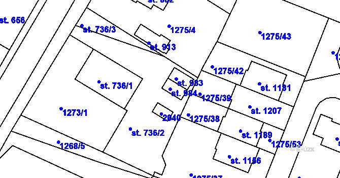 Parcela st. 984 v KÚ Plotiště nad Labem, Katastrální mapa