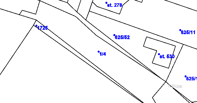 Parcela st. 1/4 v KÚ Plotiště nad Labem, Katastrální mapa