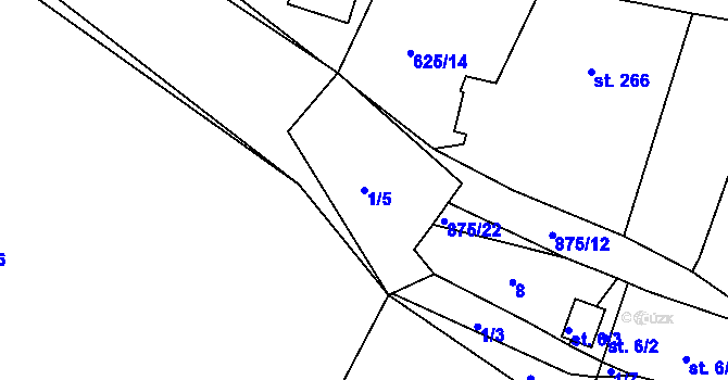 Parcela st. 1/5 v KÚ Plotiště nad Labem, Katastrální mapa