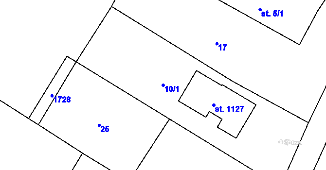 Parcela st. 10/1 v KÚ Plotiště nad Labem, Katastrální mapa