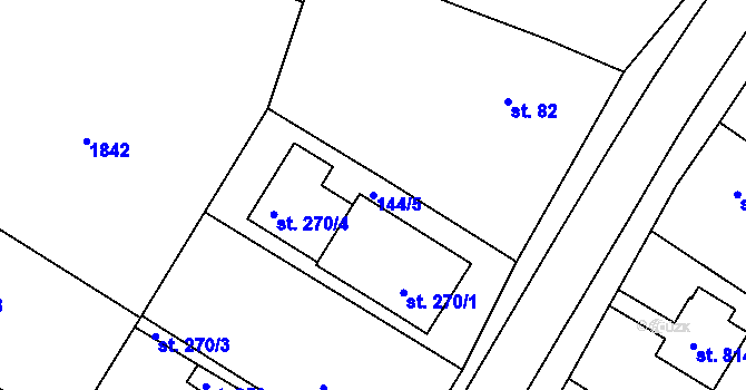 Parcela st. 144/5 v KÚ Plotiště nad Labem, Katastrální mapa