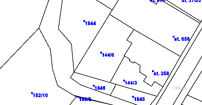 Parcela st. 144/6 v KÚ Plotiště nad Labem, Katastrální mapa