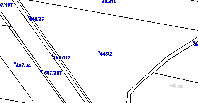 Parcela st. 445/2 v KÚ Plotiště nad Labem, Katastrální mapa