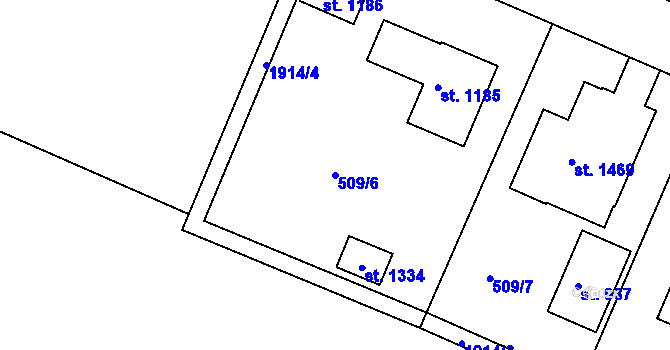 Parcela st. 509/6 v KÚ Plotiště nad Labem, Katastrální mapa