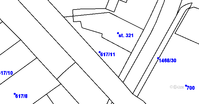 Parcela st. 617/11 v KÚ Plotiště nad Labem, Katastrální mapa