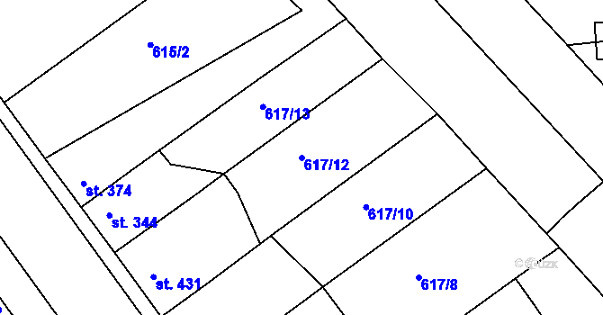 Parcela st. 617/12 v KÚ Plotiště nad Labem, Katastrální mapa