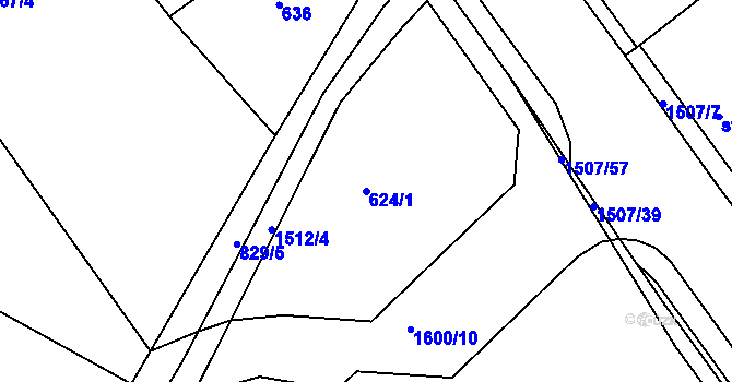 Parcela st. 624/1 v KÚ Plotiště nad Labem, Katastrální mapa