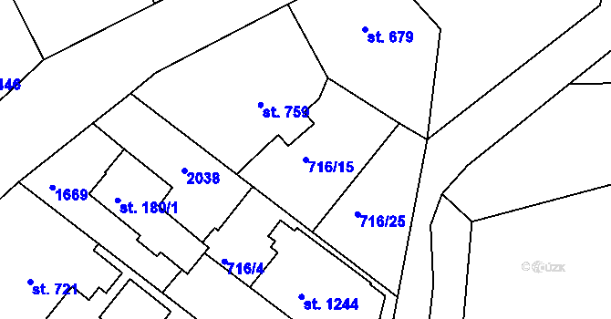 Parcela st. 716/15 v KÚ Plotiště nad Labem, Katastrální mapa