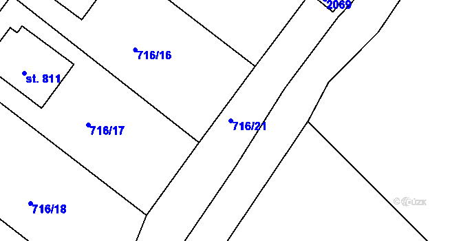 Parcela st. 716/21 v KÚ Plotiště nad Labem, Katastrální mapa