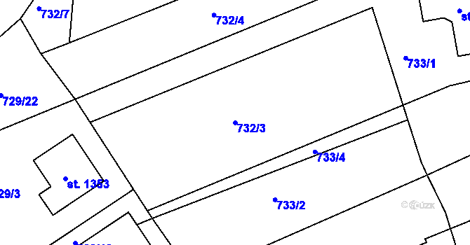 Parcela st. 732/3 v KÚ Plotiště nad Labem, Katastrální mapa