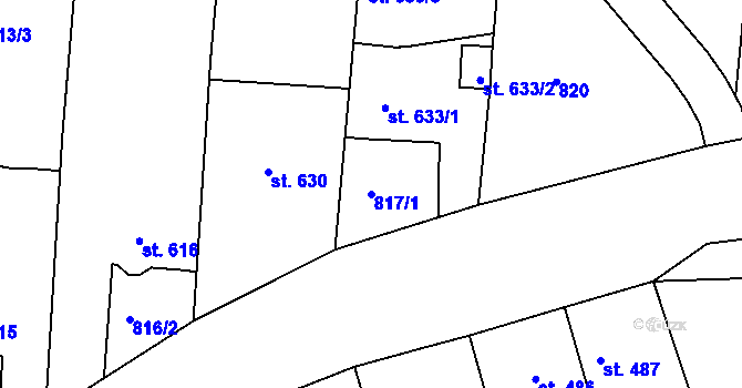 Parcela st. 817/1 v KÚ Plotiště nad Labem, Katastrální mapa