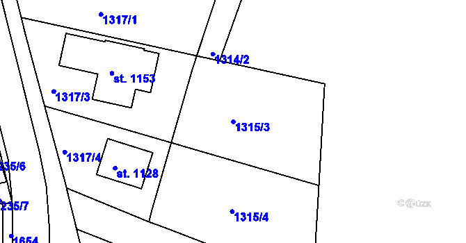 Parcela st. 1315/3 v KÚ Plotiště nad Labem, Katastrální mapa