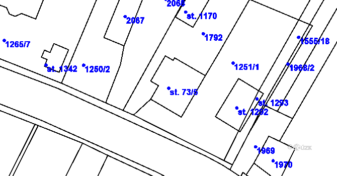 Parcela st. 73/5 v KÚ Plotiště nad Labem, Katastrální mapa