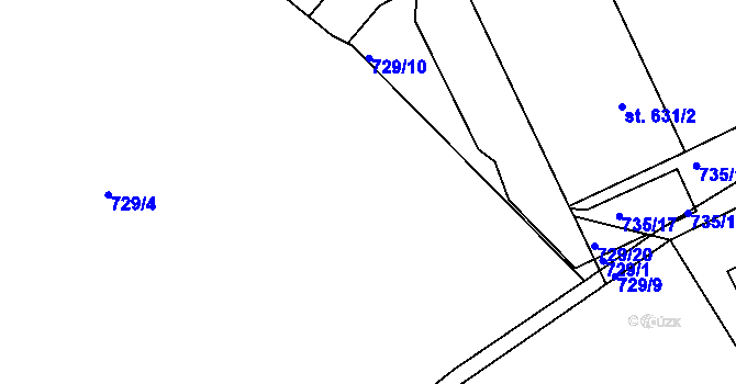 Parcela st. 729/5 v KÚ Plotiště nad Labem, Katastrální mapa