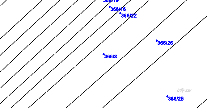 Parcela st. 366/8 v KÚ Plotiště nad Labem, Katastrální mapa