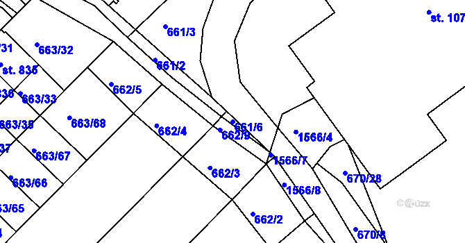 Parcela st. 661/6 v KÚ Plotiště nad Labem, Katastrální mapa