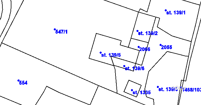Parcela st. 139/5 v KÚ Plotiště nad Labem, Katastrální mapa