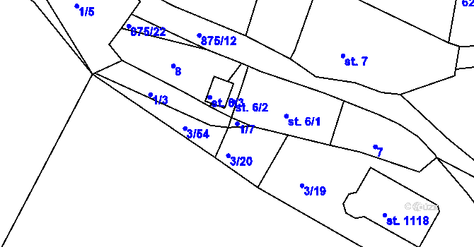 Parcela st. 1/7 v KÚ Plotiště nad Labem, Katastrální mapa