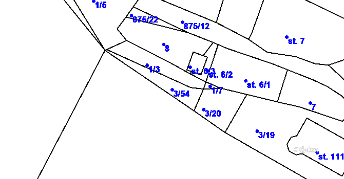 Parcela st. 3/54 v KÚ Plotiště nad Labem, Katastrální mapa