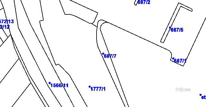 Parcela st. 687/7 v KÚ Plotiště nad Labem, Katastrální mapa