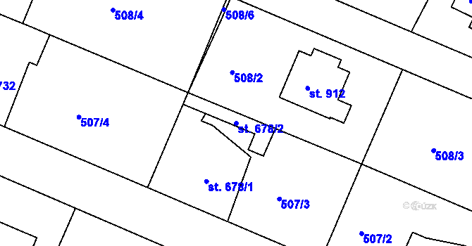 Parcela st. 678/2 v KÚ Plotiště nad Labem, Katastrální mapa