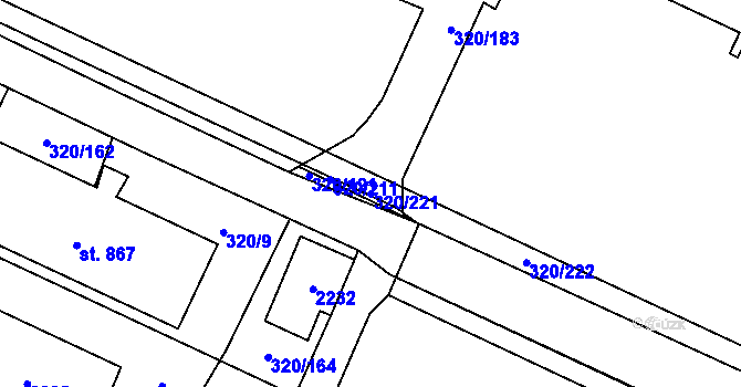 Parcela st. 320/221 v KÚ Plotiště nad Labem, Katastrální mapa