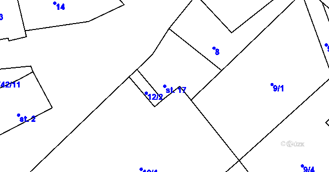Parcela st. 17 v KÚ Mostečný, Katastrální mapa
