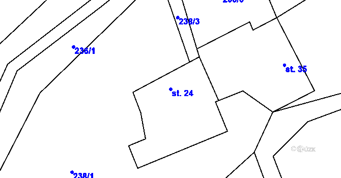 Parcela st. 24 v KÚ Mostečný, Katastrální mapa