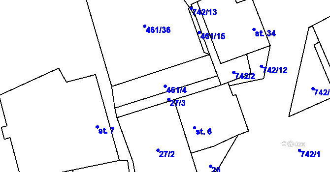 Parcela st. 461/4 v KÚ Mostečný, Katastrální mapa