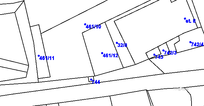 Parcela st. 461/12 v KÚ Mostečný, Katastrální mapa