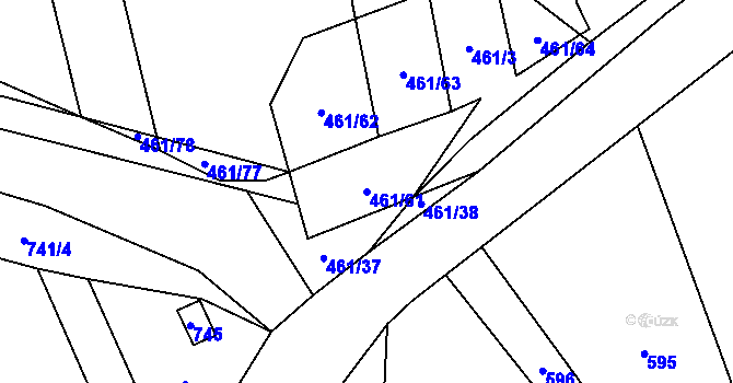 Parcela st. 461/61 v KÚ Mostečný, Katastrální mapa