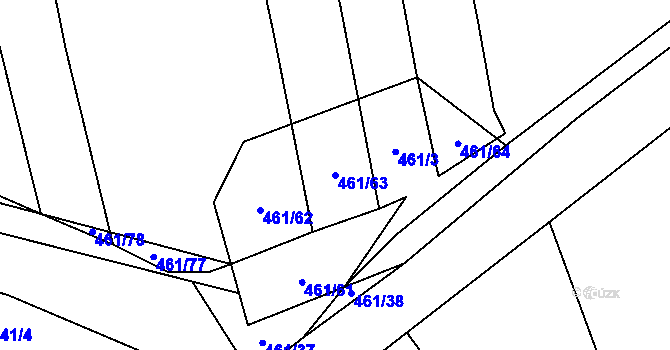 Parcela st. 461/63 v KÚ Mostečný, Katastrální mapa