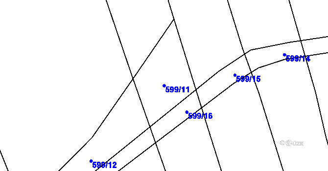 Parcela st. 599/11 v KÚ Mostečný, Katastrální mapa