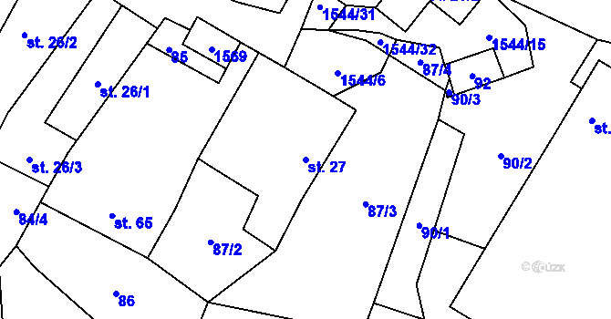 Parcela st. 27 v KÚ Pluhův Žďár, Katastrální mapa