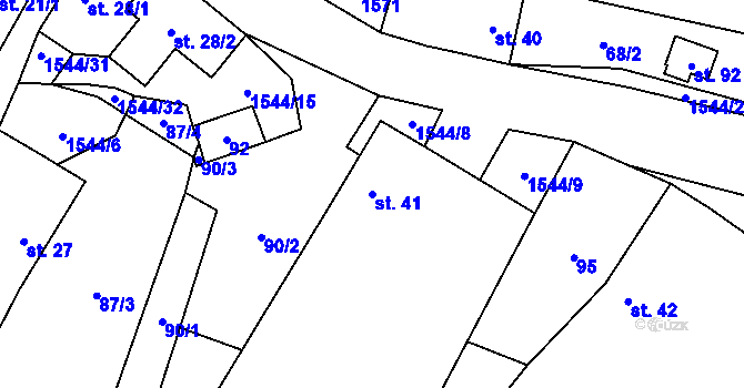 Parcela st. 41 v KÚ Pluhův Žďár, Katastrální mapa