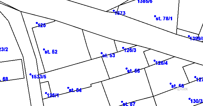 Parcela st. 53 v KÚ Pluhův Žďár, Katastrální mapa