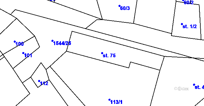 Parcela st. 75 v KÚ Pluhův Žďár, Katastrální mapa