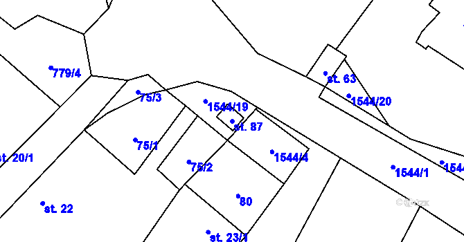 Parcela st. 87 v KÚ Pluhův Žďár, Katastrální mapa